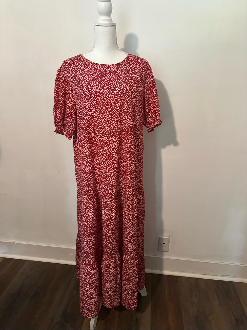 Red Floral Tiered Maxi Dress - Casual Women's Dress